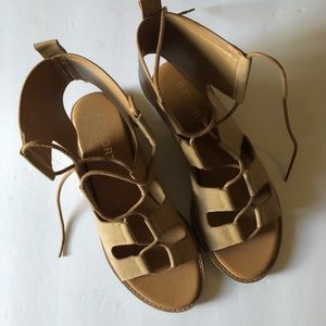 Brown lace-up gladiator sandals